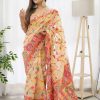 Cream  Running Thread Zari Work Saree