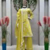 Graceful Mustard Color Maslin silk Thread Work Salwar Suit