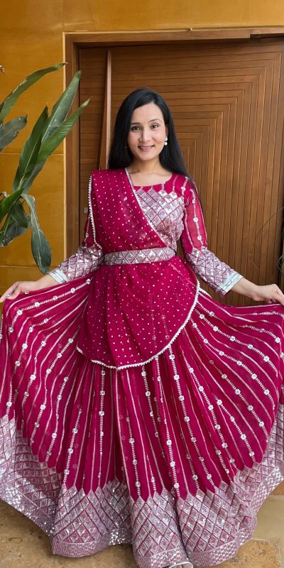 Graceful Rani Color Georgette Sequence Thread Lehenga Choli