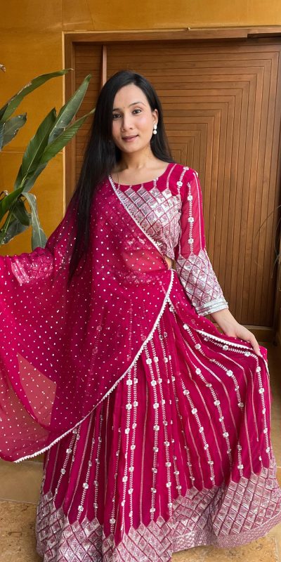 Graceful Rani Color Georgette Sequence Thread Lehenga Choli