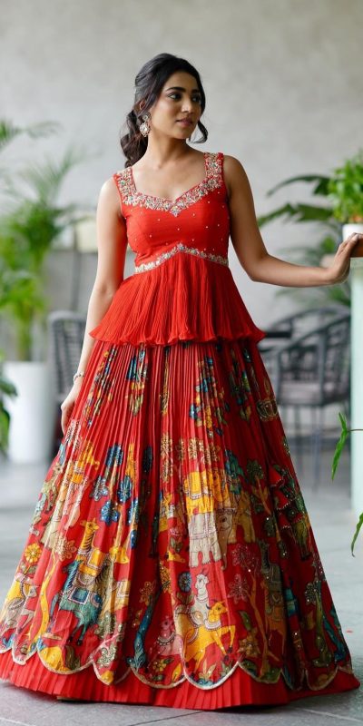 Graceful Red Color Chinon Embroidery Thread Work Lehenga Choli