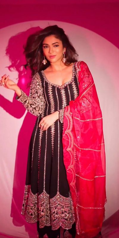 Grand Black Color Chinon Silk Embroidery Sequence Salwar Suit