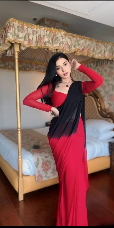 Grand Black & Red Color Soft Georgette Silk Design All Over Saree