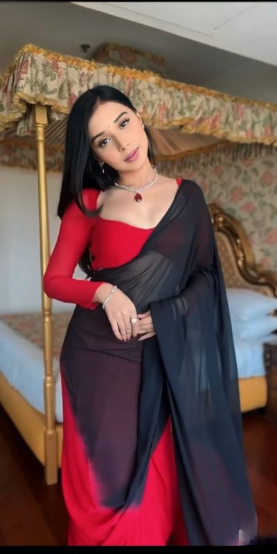 Grand Black & Red Color Soft Georgette Silk Design All Over Saree