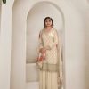 Grand Cream Color Viscose Chinon Embroidered Sequence Salwar Suit