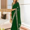 Green Georgette Thread Sequence Work Saree