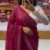 Maroon Georgette Shining Diamond All Over Saree