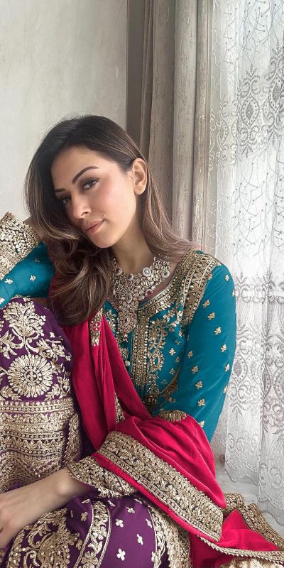 Hansika Motwani Blue Color Georgette Embroidery Salwar Suit