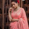 Peach Georgette Beautiful Embroidery Saree