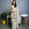 White Nylon Net Sequence Thread Saree