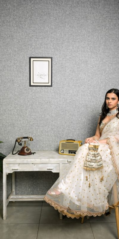 Majestic White Color Nylon Butterfly Net Sequence Thread Saree