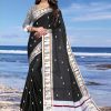 Black Soft Silk Silver Zari Design Saree