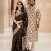 Coffee Soft Silk Silver Zari Design Saree