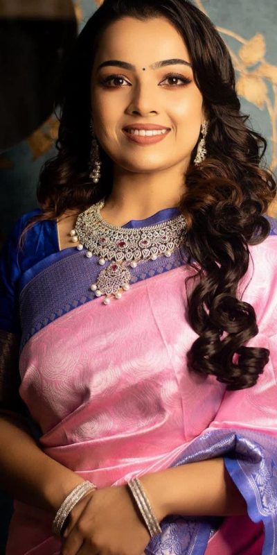 Mesmerizing Light Pink Color Soft Lichi Silk Beautiful Design Saree