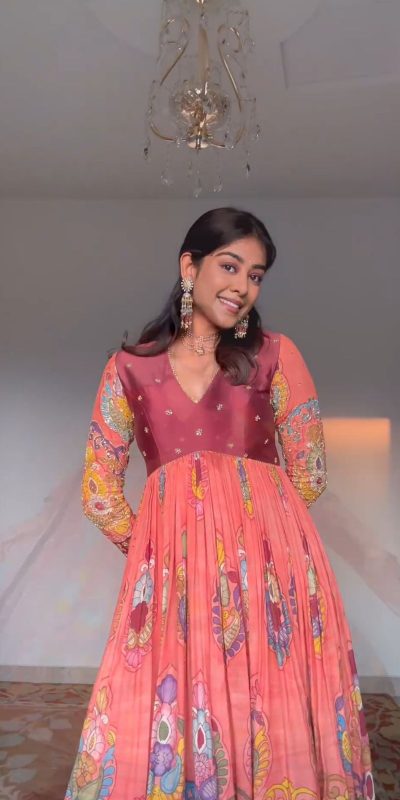 Mesmerizing Pink Color Chant Crepe Kalamkari Printed Gown