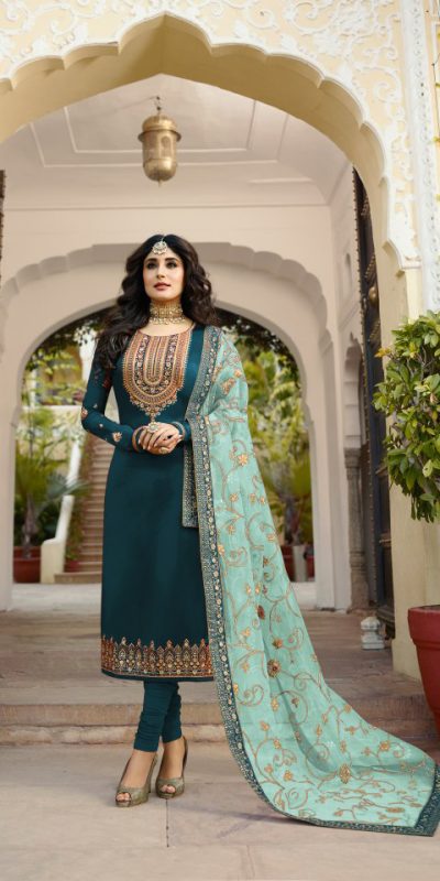 Musical Blue Georgette Embroidered Sequence Salwar Suit