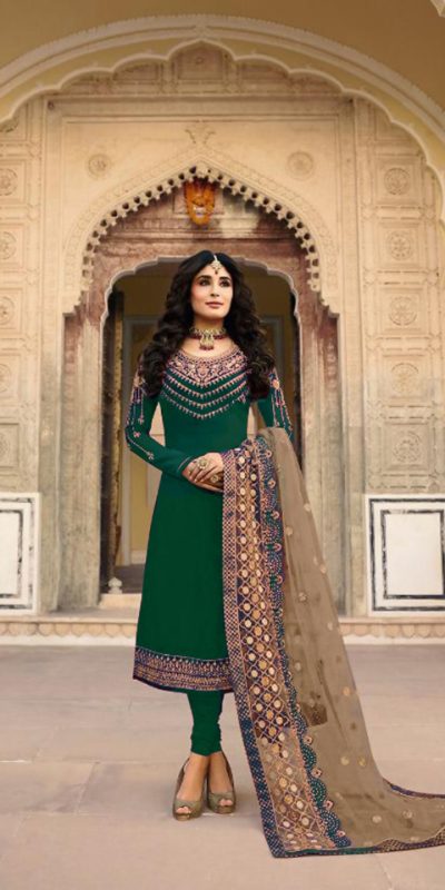 Musical Green Color Georgette Embroidered Sequence Salwar Suit