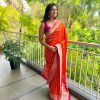 Orange Soft Silk Golden Zari Design Work Saree