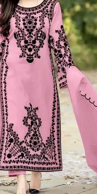 Mystical Pink Color Georgette Embroidery Sequins Sharara Suit