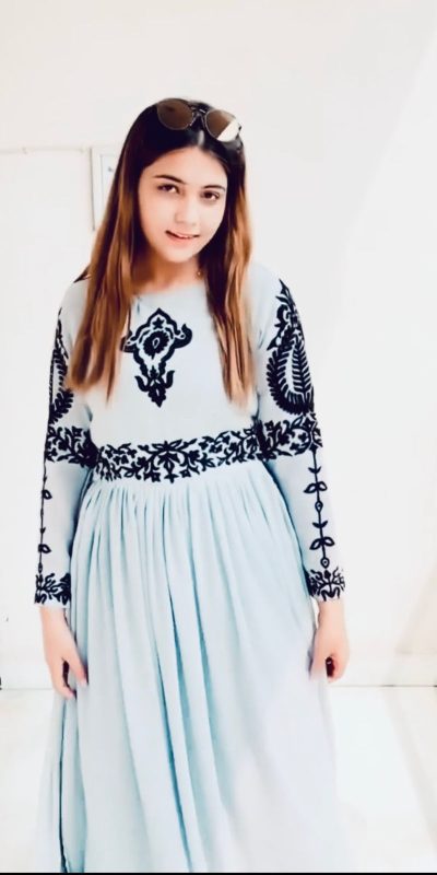 Nice Blue Color Georgette Embroidered Both Side Cut Salwar Suit