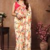 Cream Soft Georgette Silk Design All Over Saree