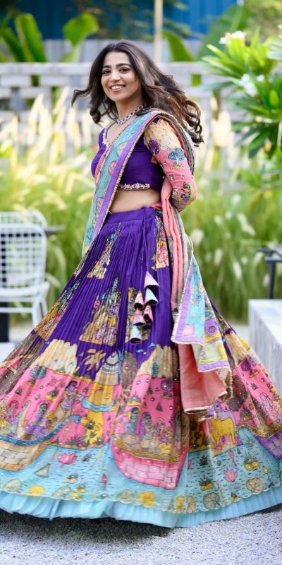 Nice Royal Blue Color Chant Kalamkari Printed Lehenga Choli