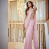 Baby Pink Georgette Sequins Embroidery Saree