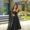 Perfect Black Color Chinon Silk Thread Sequence Salwar Suit