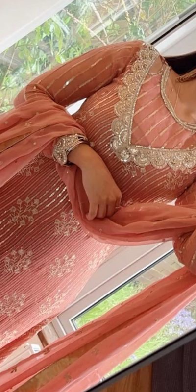 Perfect Peach Color Georgette Thread And Sequence Salwar Suit