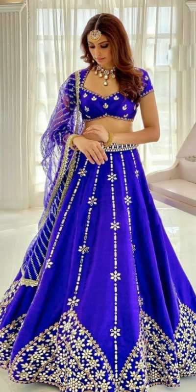 Perfect Royal Blue Silk Embroidery Amazing Print Lehenga Choli