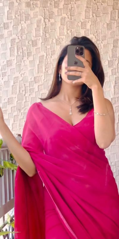 Pretty Pink Color Soft Georgette Silk Design All Over Work Saree