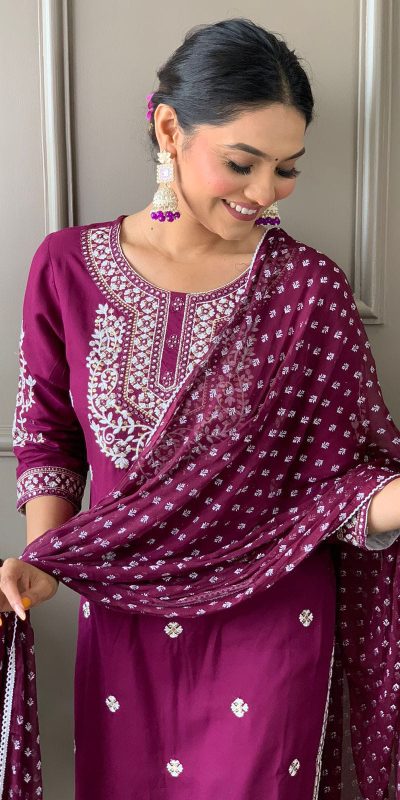 Pretty Purple Color Rayon Kurti Wid Full Mirror Work Kurti