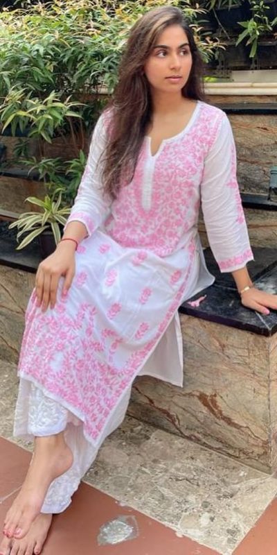 Rakul Preet Singh White Color Rayon Chine Stitched Salwar Suit