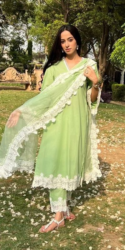 Special Green Color Chine Stitched Less Work Salwar Suit