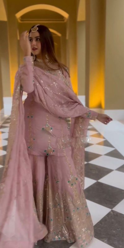 Special Pink Color Foix Georgette Embroidery Work Salwar Suit