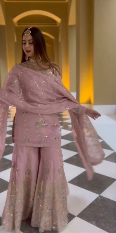 Special Pink Color Foix Georgette Embroidery Work Salwar Suit