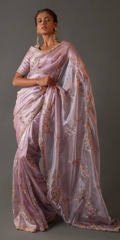 Special Purple Color Soft Jimmy Choo Embroidery Sequence Saree