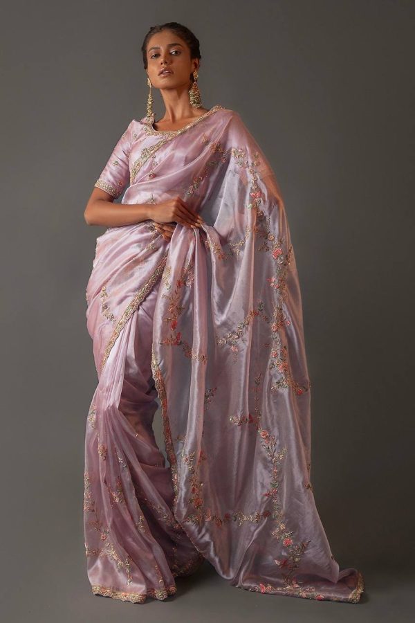 Special Purple Color Soft Jimmy Choo Embroidery Sequence Saree