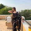 Black Georgette Sequence Lace Border Work Saree