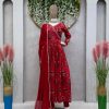 Stylish Red Color Muslin Digital Print With Hand Work  Salwar Suit