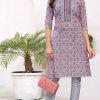 Light Purple Cambric Cotton Print Embroidery Work Kurti
