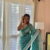 Peacock Green Organza Embroidery Thread Saree