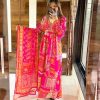 Pink Chinon Silk Embroidered Sequence Saree