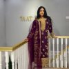 Sublime Purple Color Chinnon Silk Embroidery Sequence Salwar Suit
