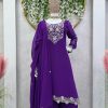 Sublime Violet Color Foix Georgette Thread Work Salwar Suit