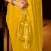 Yellow Georgette Thread Sequence Work Saree