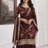 Superb Maroon Color Vichitra Digital Print Embroidery Salwar Suit