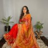 Red Chiffon Material Double Shaded Work Saree
