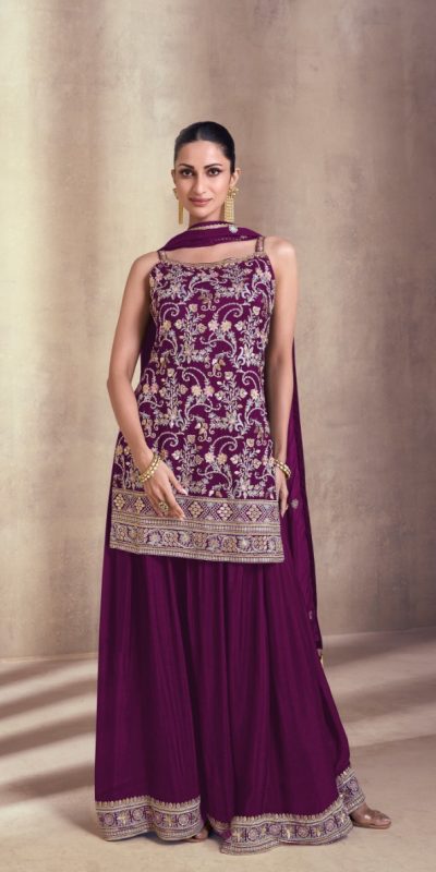 Artful Purple Color Georgette Embroidery Work Salwar Suit