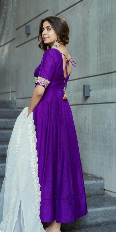 Mesmerizing Violet Color Phantom silk Thread Work Anarkali Suit